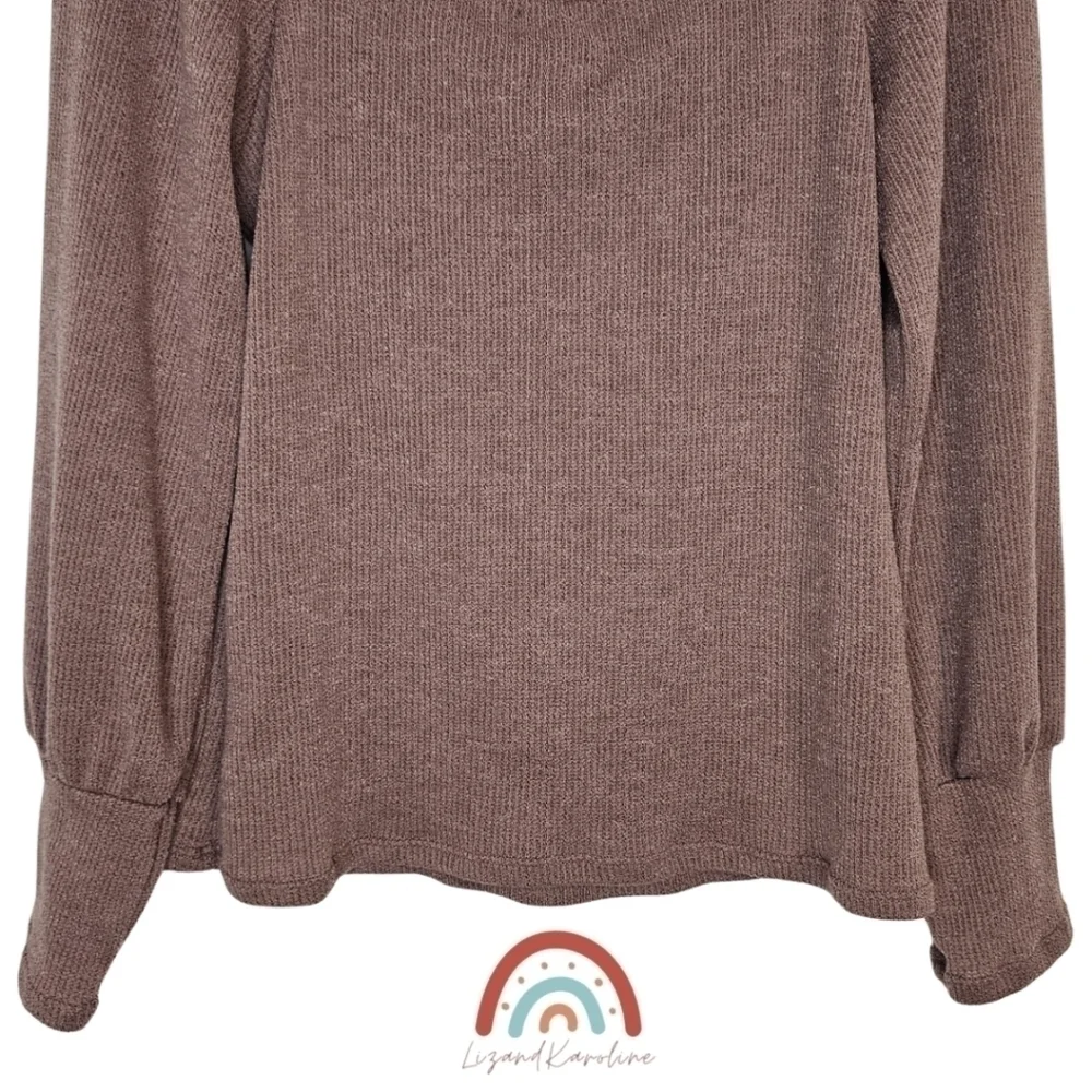 New! Heatherly Ribbed Knit Square Neck Sweater Top - Picture 7 of 11